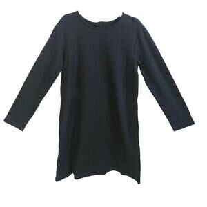 Primary Girls Size 6/7 Long Sleeve A-line Cozy Dress Solid Black Cotton Basic